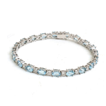 JPBRC-1329/13475 Diamond Aquamarine Bracelet | 14K
