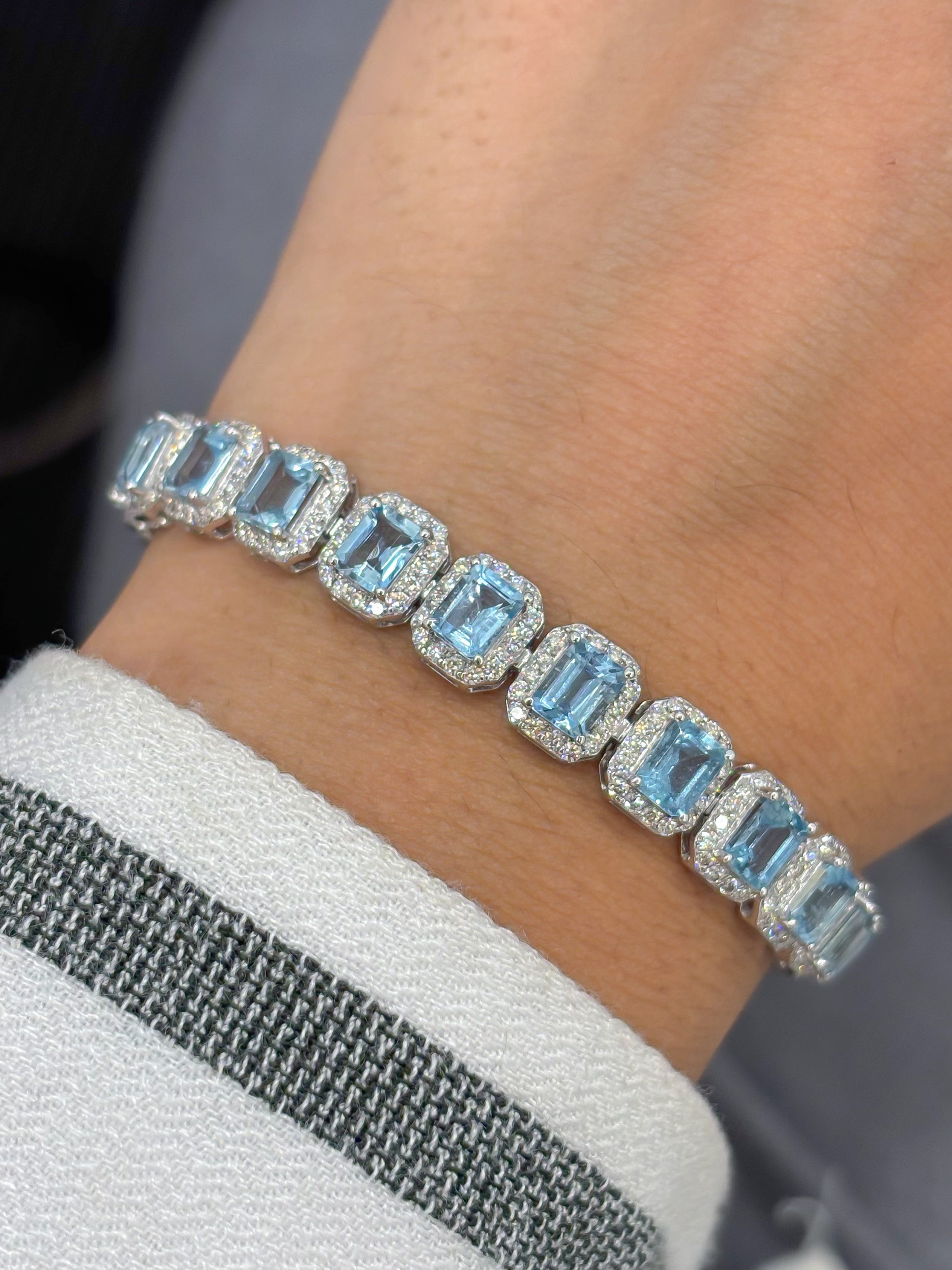 JPBRC-1332/13531 Aquamarine Diamond Bracelet | 14K