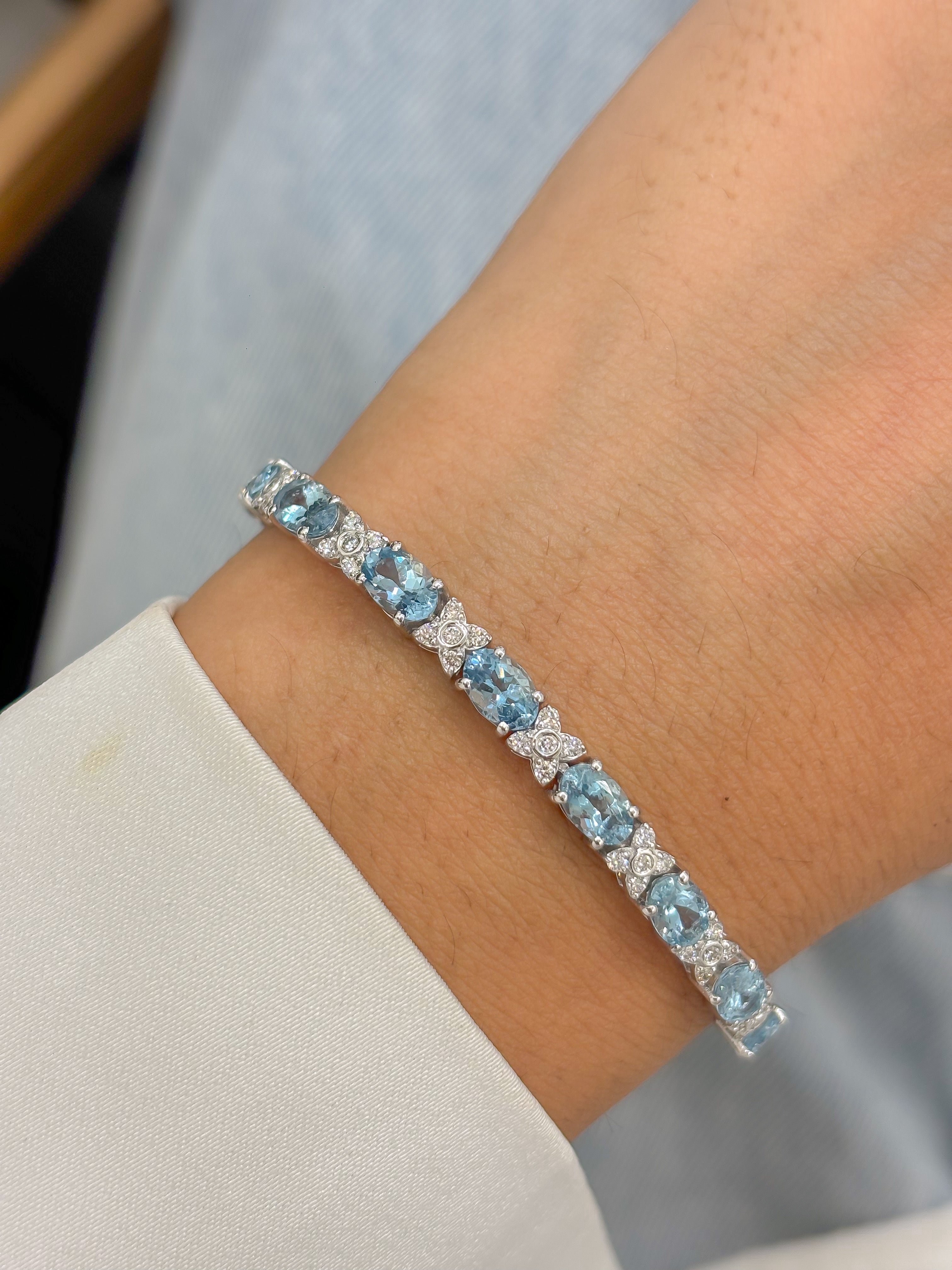 JPBRC-1334/13589 Aquamarine Diamond Bracelet | 14K