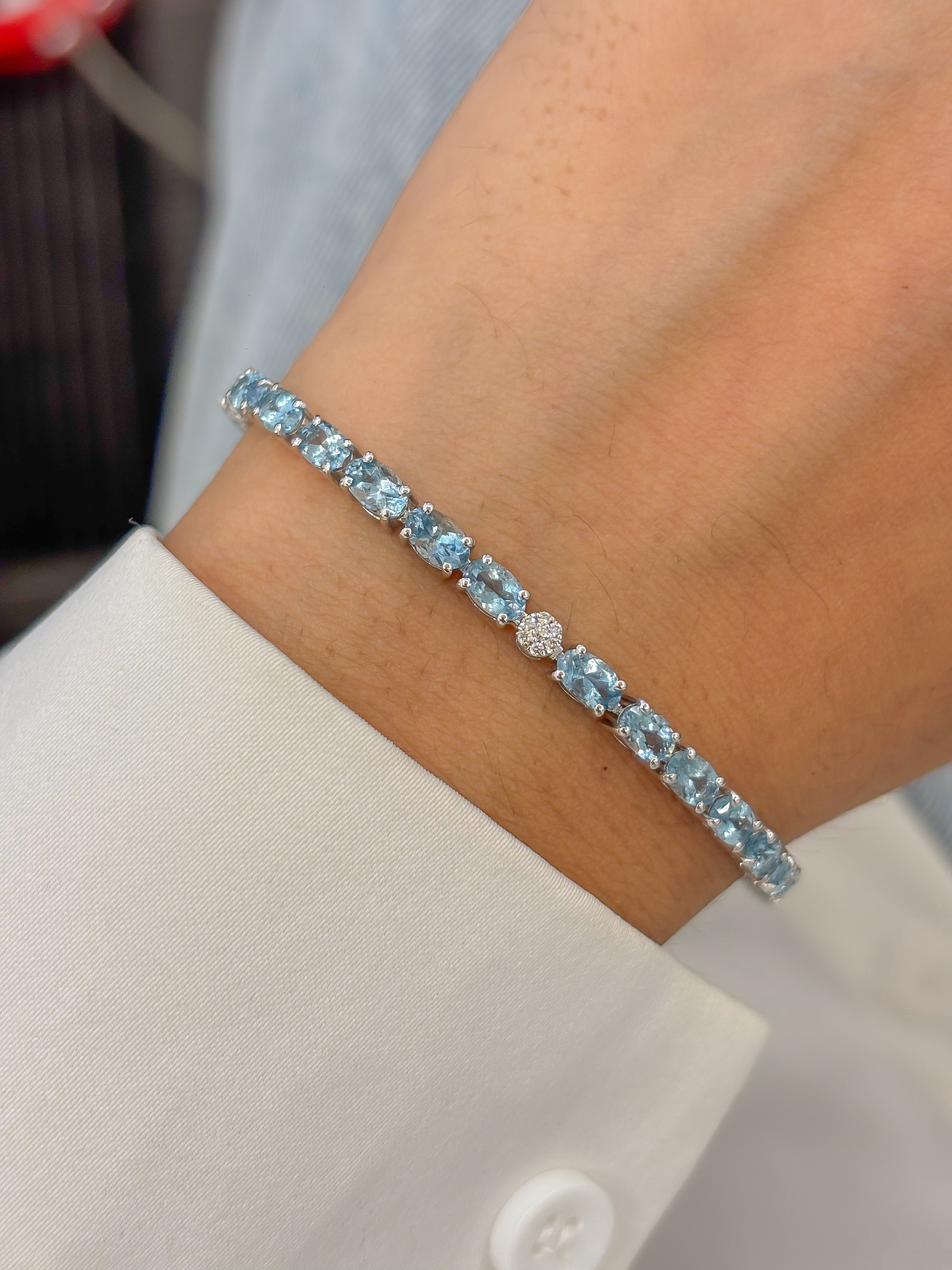 JPBRC-1335/13590 Aquamarine Diamond Bracelet | 14K