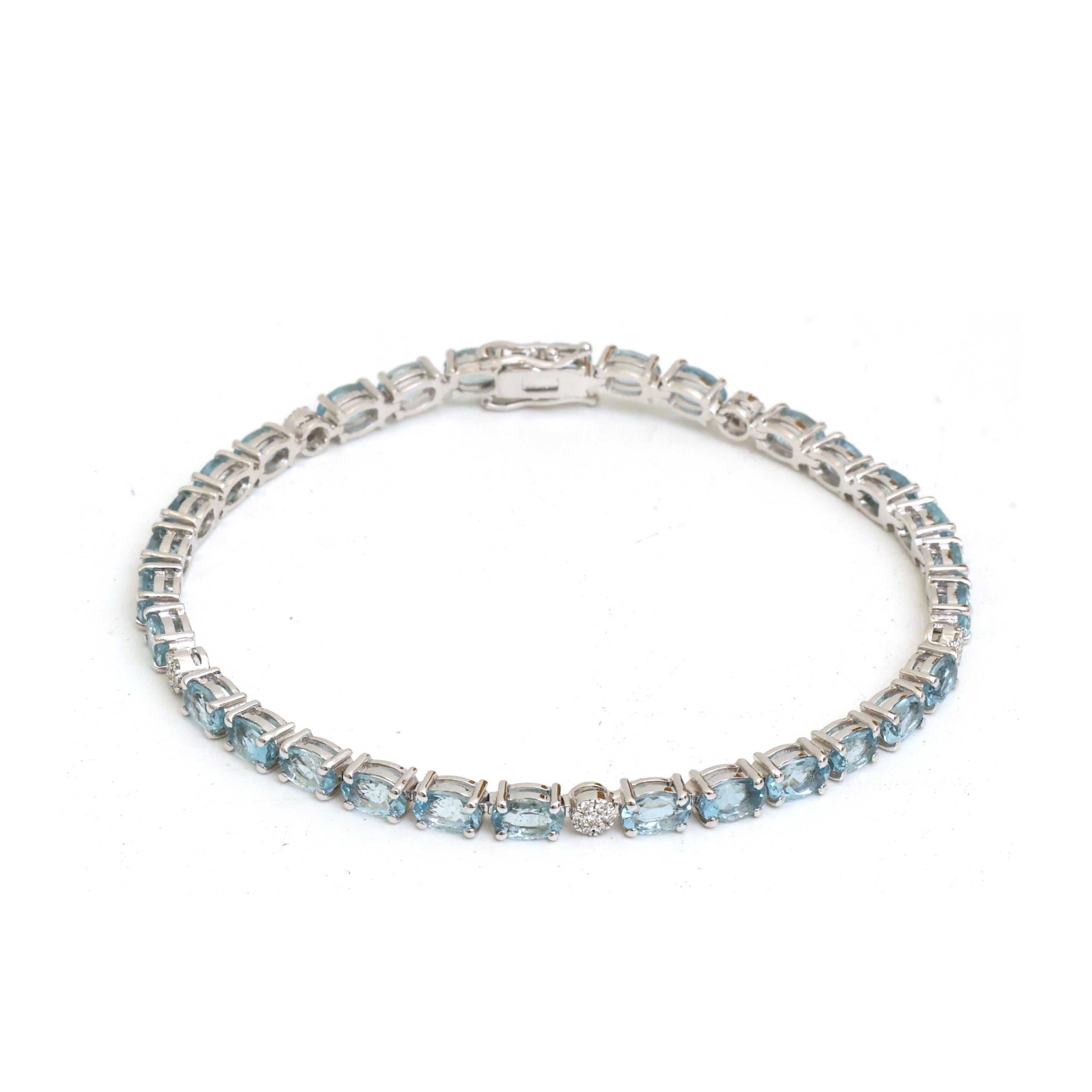 JPBRC-1335/13590 Aquamarine Diamond Bracelet | 14K
