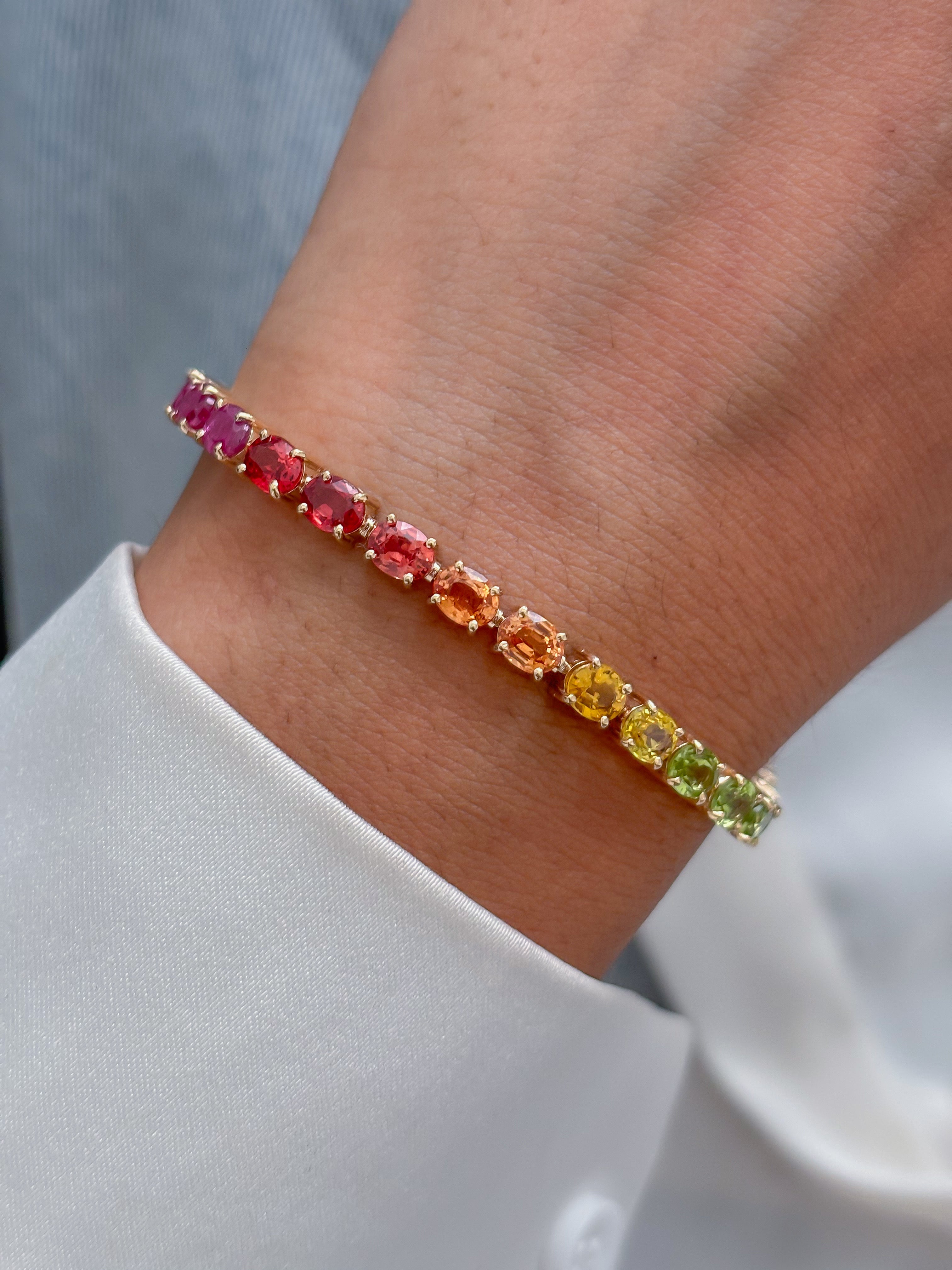 JPBRC-1337/13592 Rainbow Sapphire Bracelet | 14K