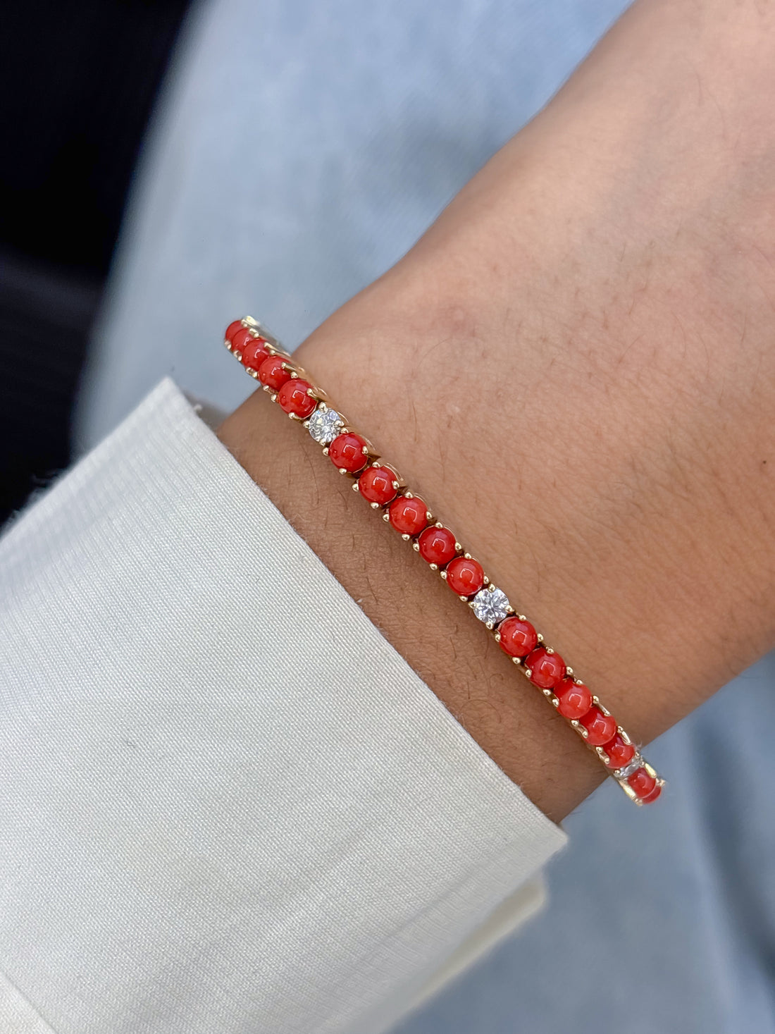 JPBRC-1342/13679 Diamond Coral Bracelet | 14K