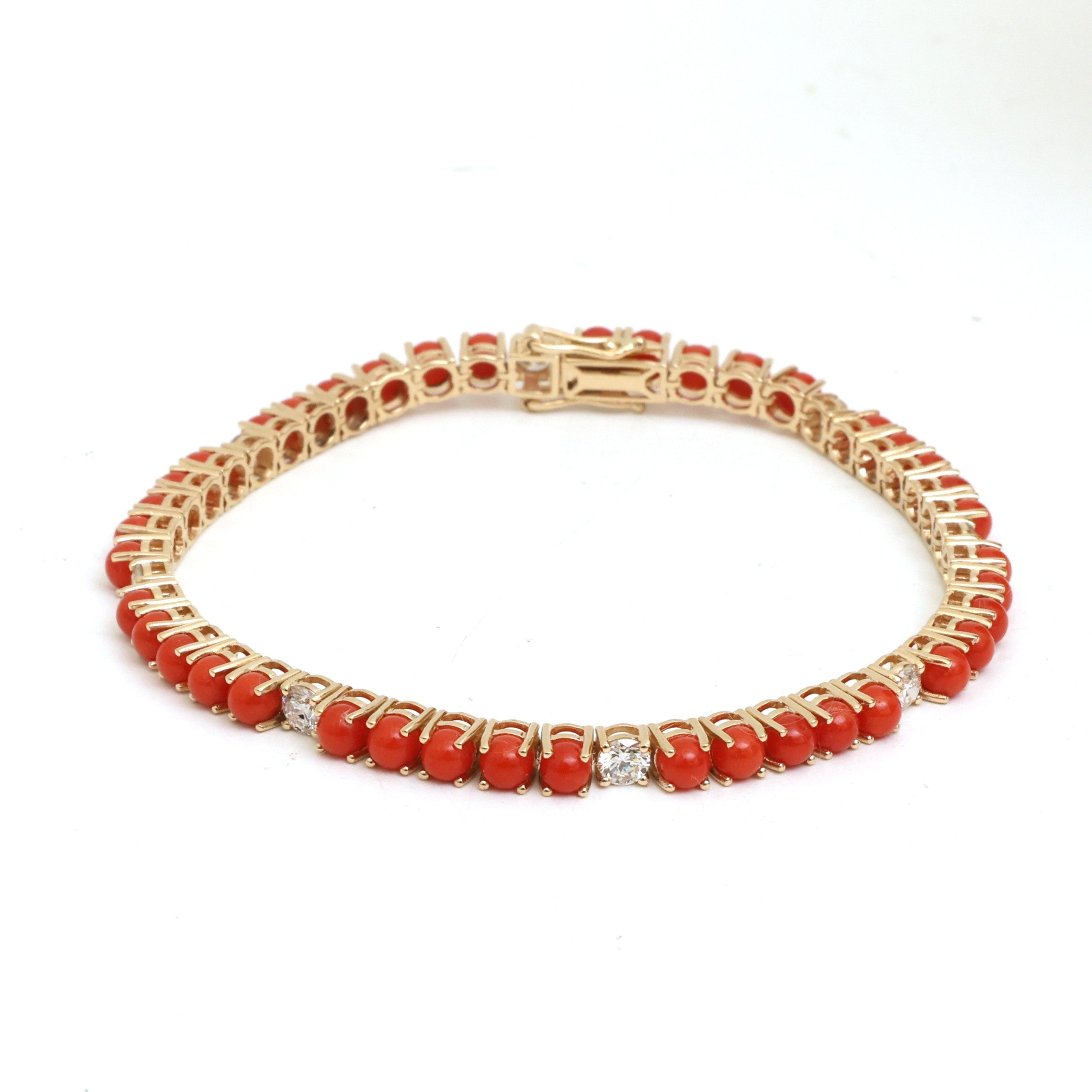 JPBRC-1342/13679 Diamond Coral Bracelet | 14K