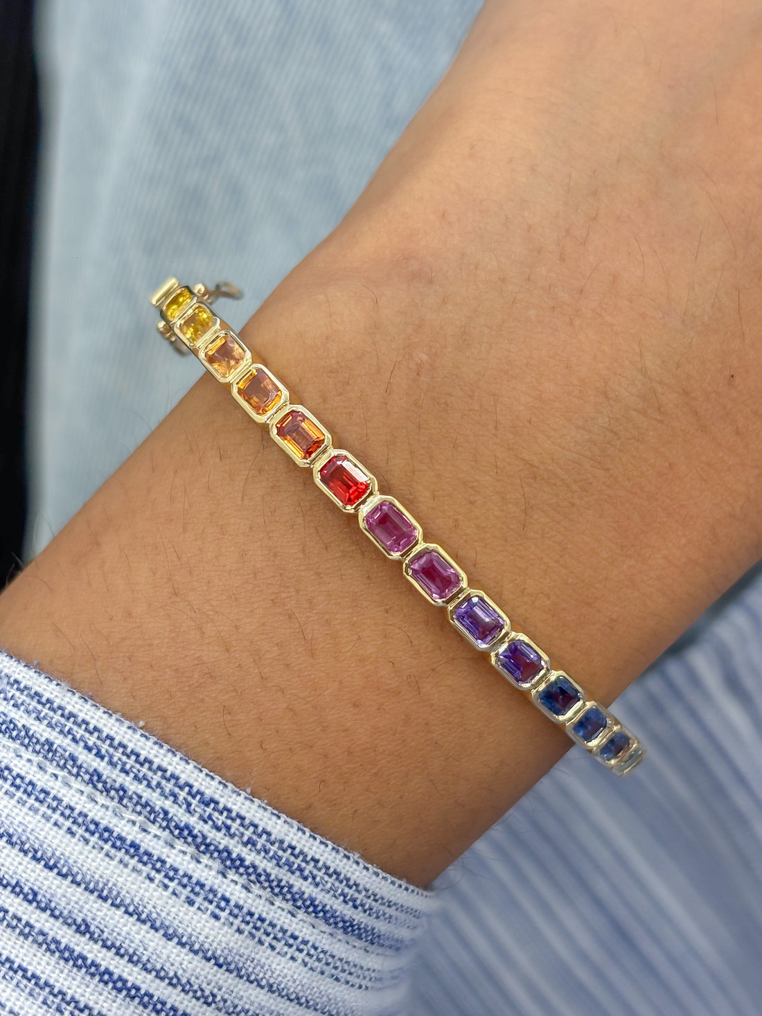 JPBRC-1345/13736 Rainbow Sapphire Bracelet | 14K