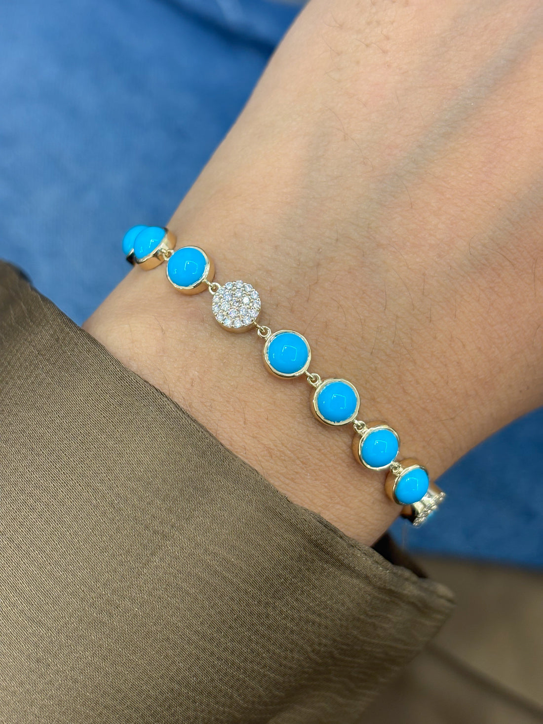 JPBRC-1358/13899 Turquoise Diamond Bracelet | 14K
