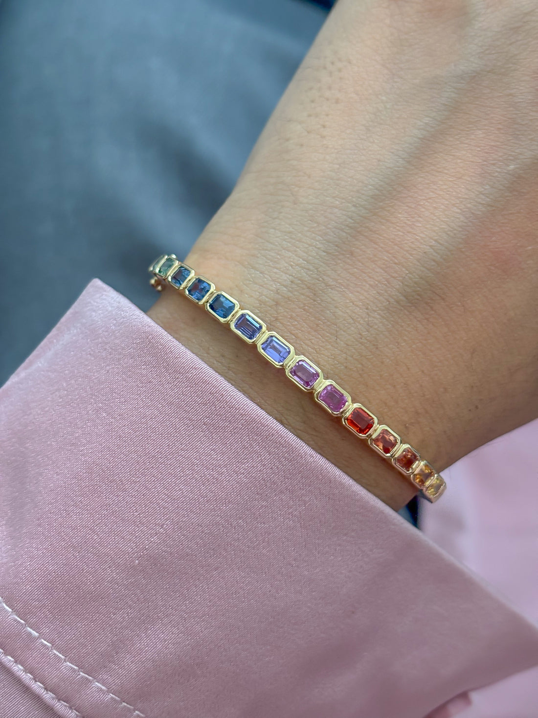 JPBRC-1365/13953 Rainbow Sapphire Bracelet | 18K