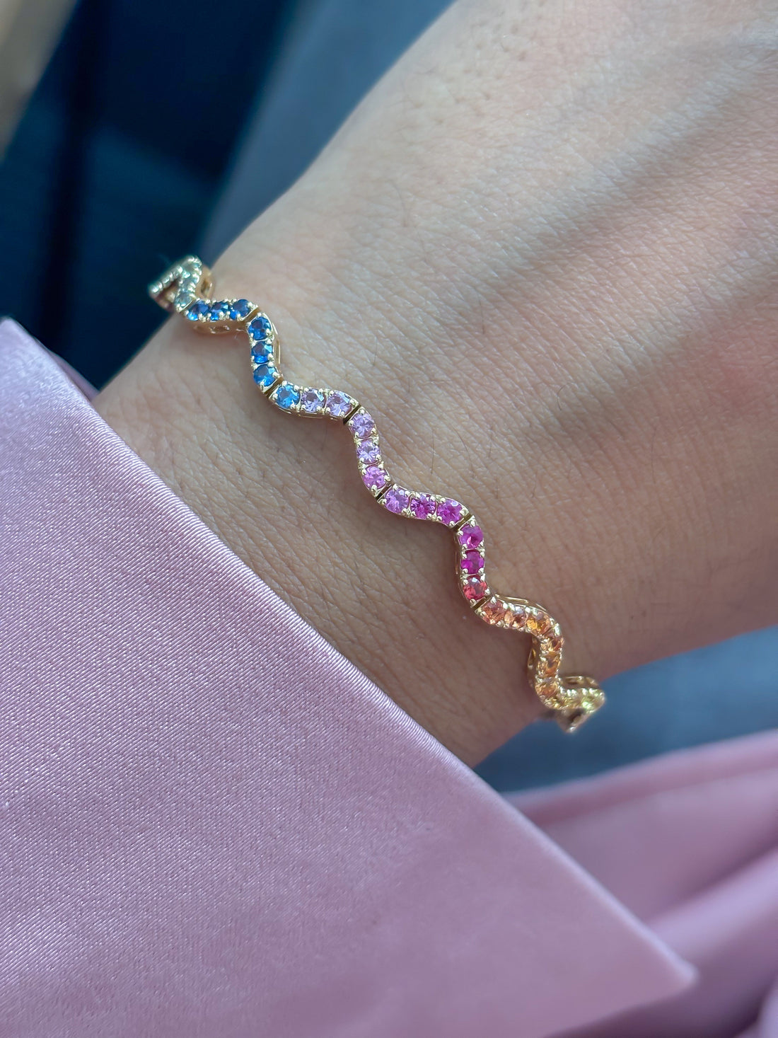 JPBRC-1366/13954 Rainbow Sapphire Bracelet | 18K