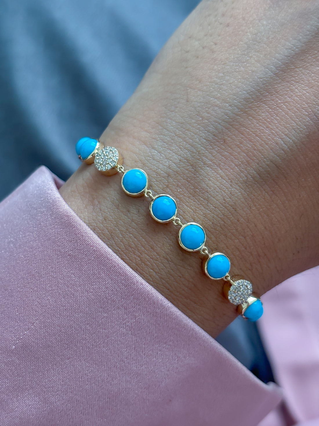 JPBRC-1367/13955 Turquoise Diamond Bracelet | 14K