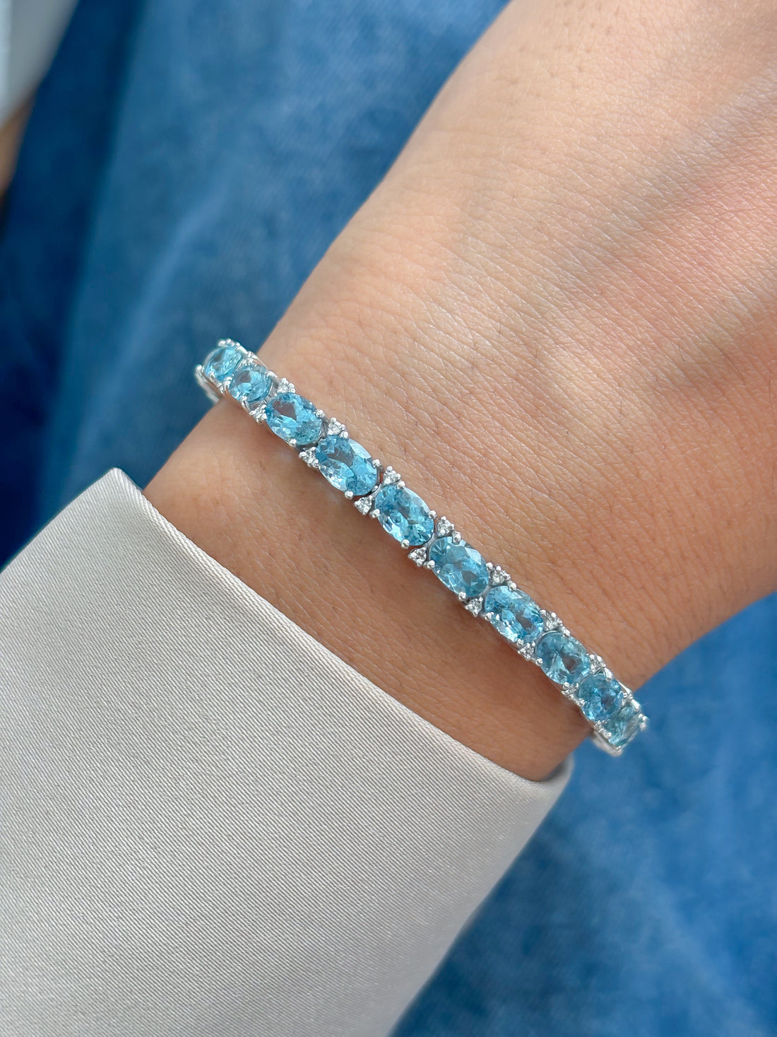 JPBRC-1369/13985 Aquamarine Diamond Bracelet | 14K