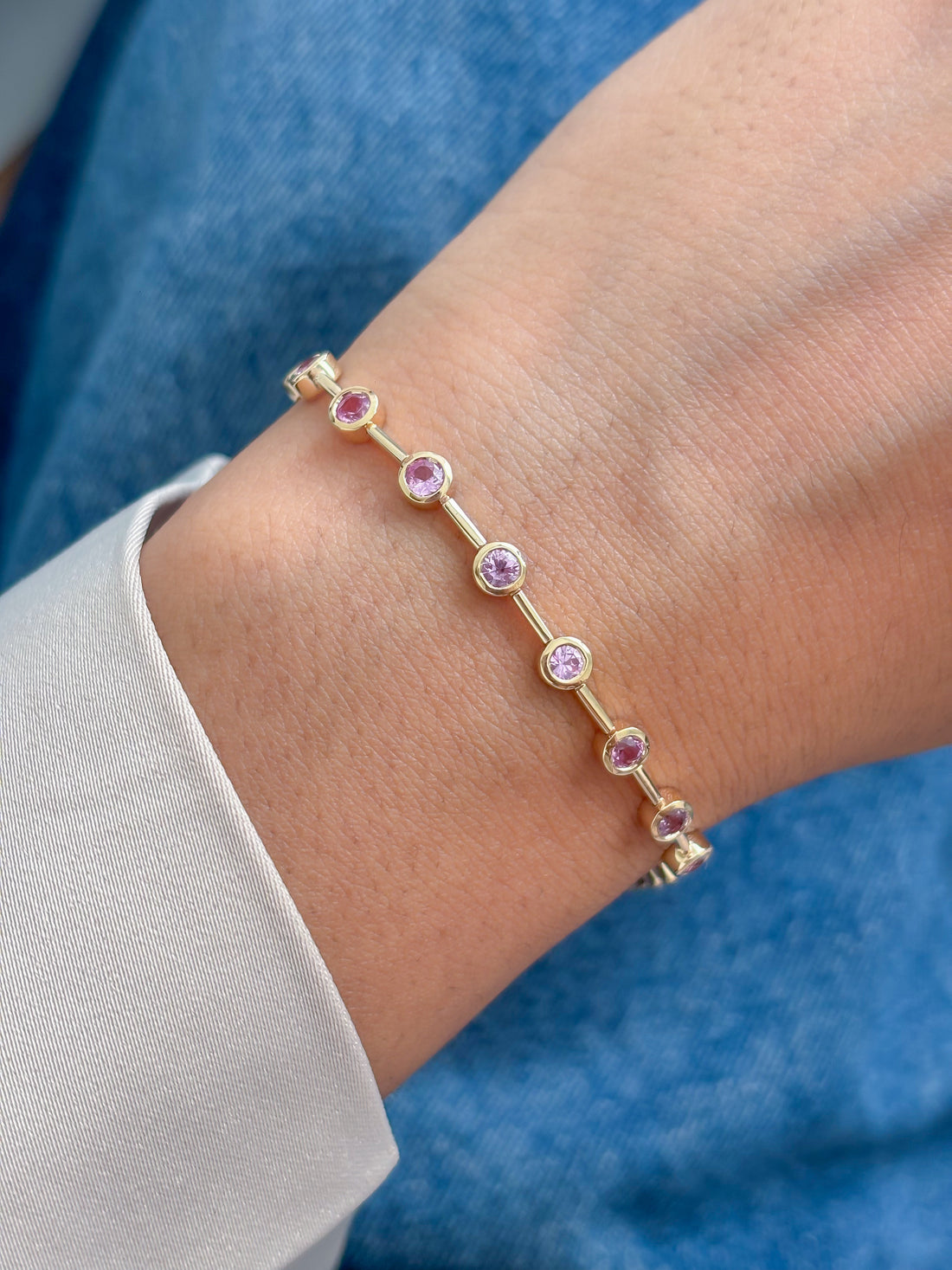 JPBRC-1371/13987 Pink Sapphire Bracelet | 14K