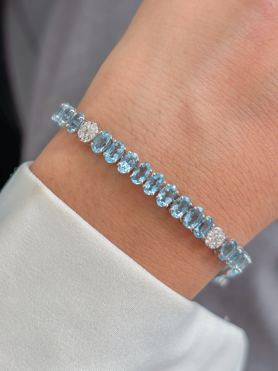 JPBRC-1373/14061 Aquamarine Diamond Bracelet | 14K