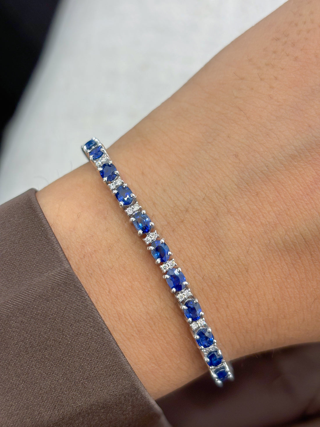 JPBRC-1377/14122 Blue Sapphire Diamond Bracelet | 18K