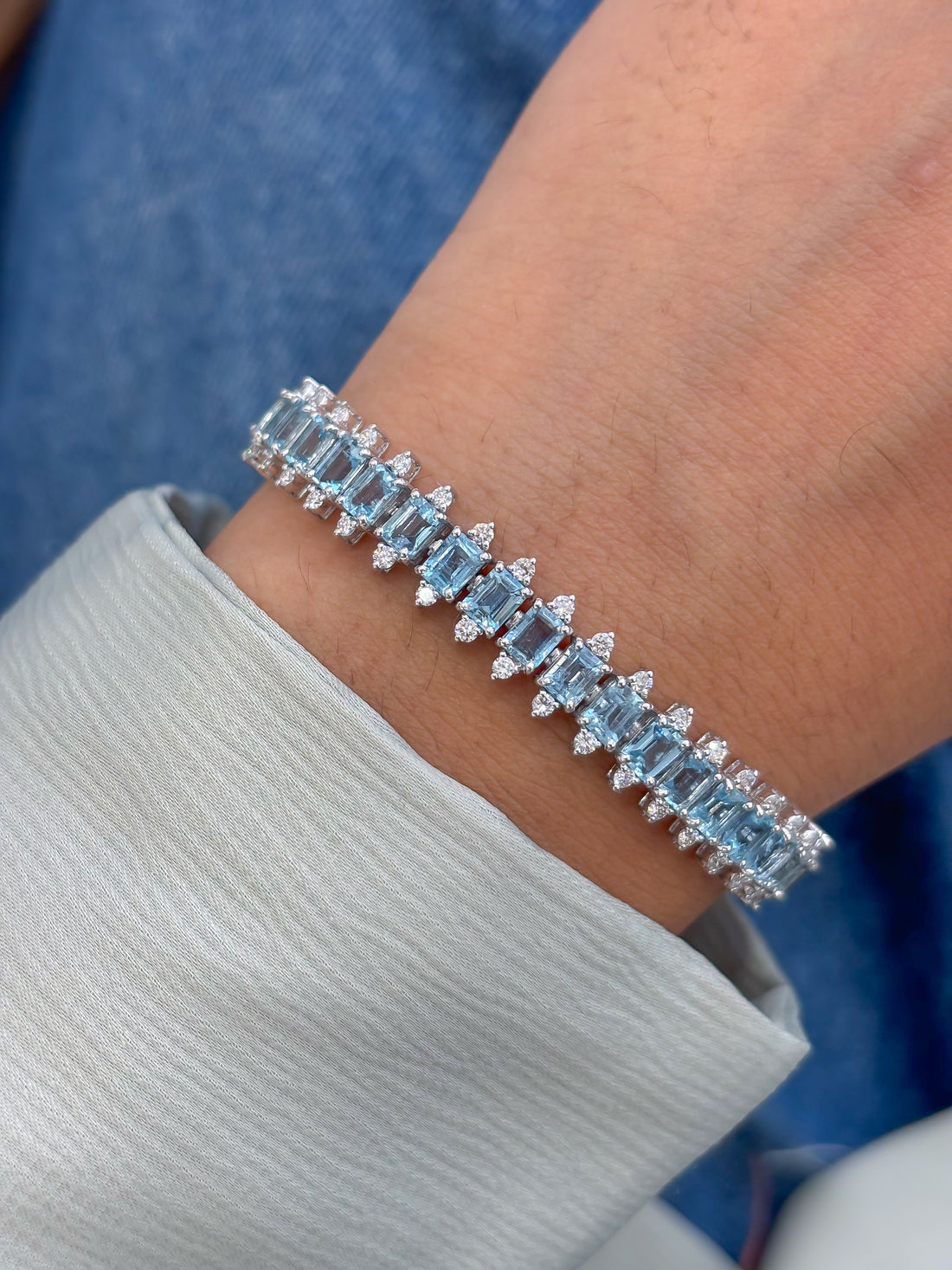 JPBRC-1393/14534 Aquamarine Diamond Bracelet | 14K