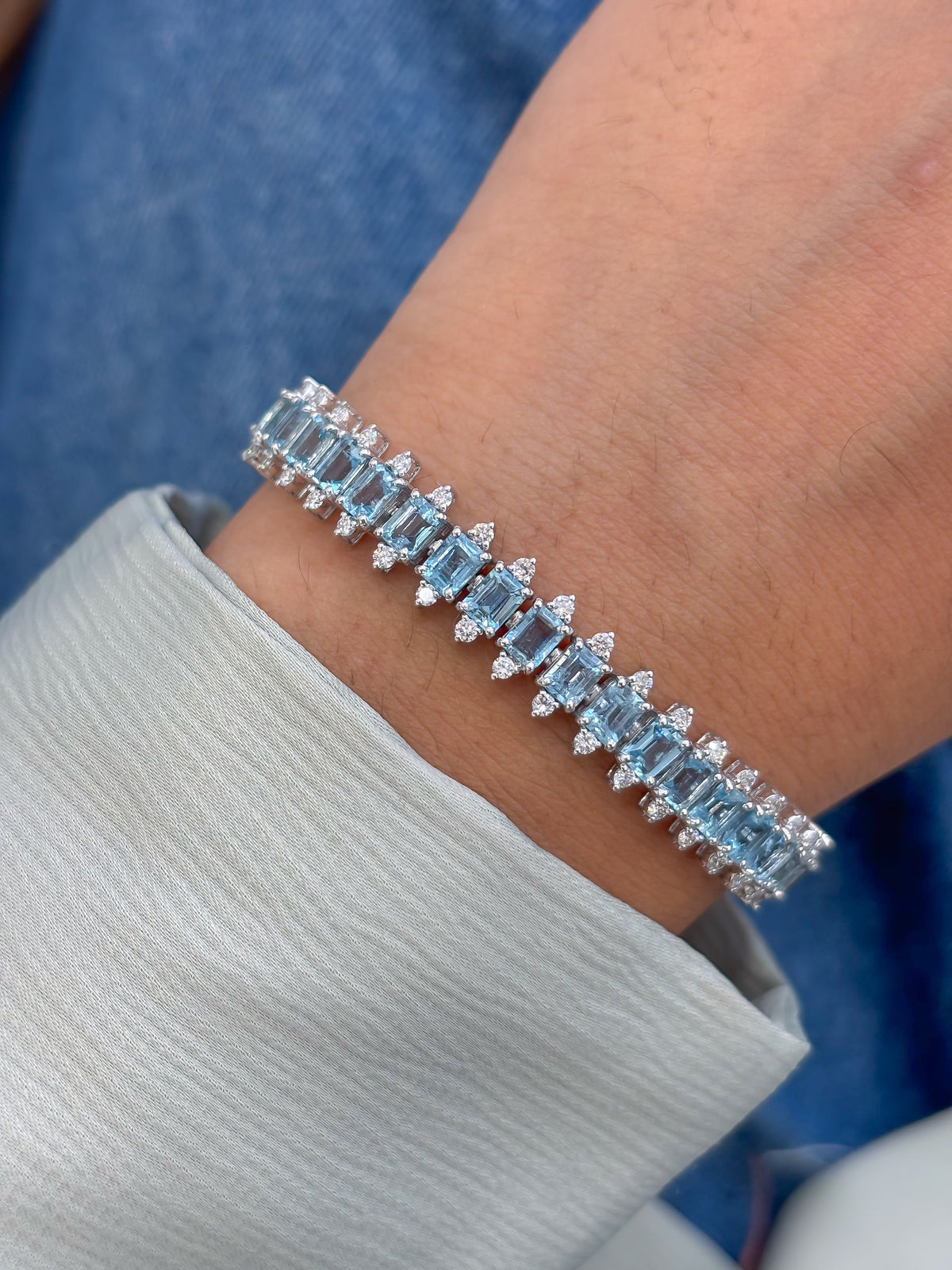 JPBRC-1393/14534 Aquamarine Diamond Bracelet | 14K