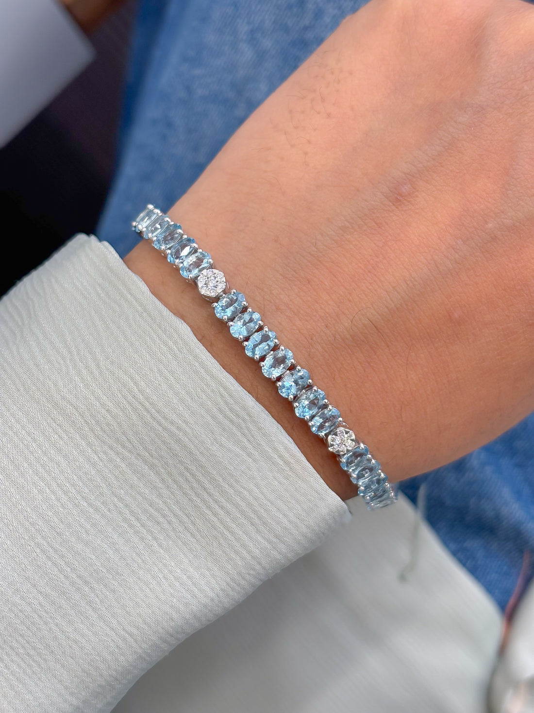 JPBRC-1395/14536 Aquamarine Diamond Bracelet | 14K