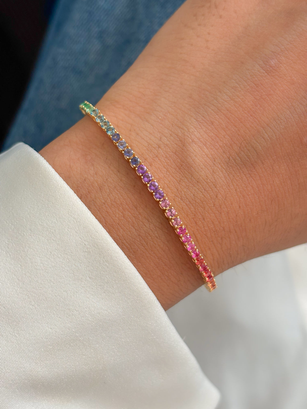 JPBRC-1403/14720 Rainbow Gemstone Bracelet | 14K