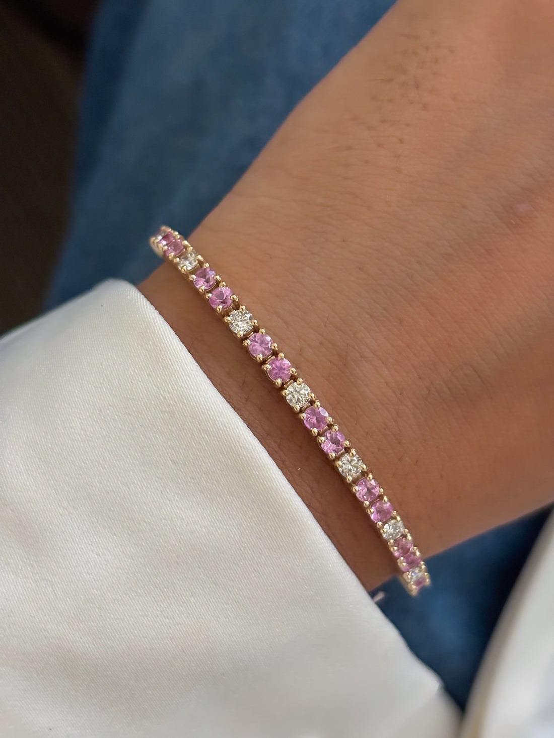 JPBRC-1404/14743 Pink Sapphire Diamond Bracelet | 14K