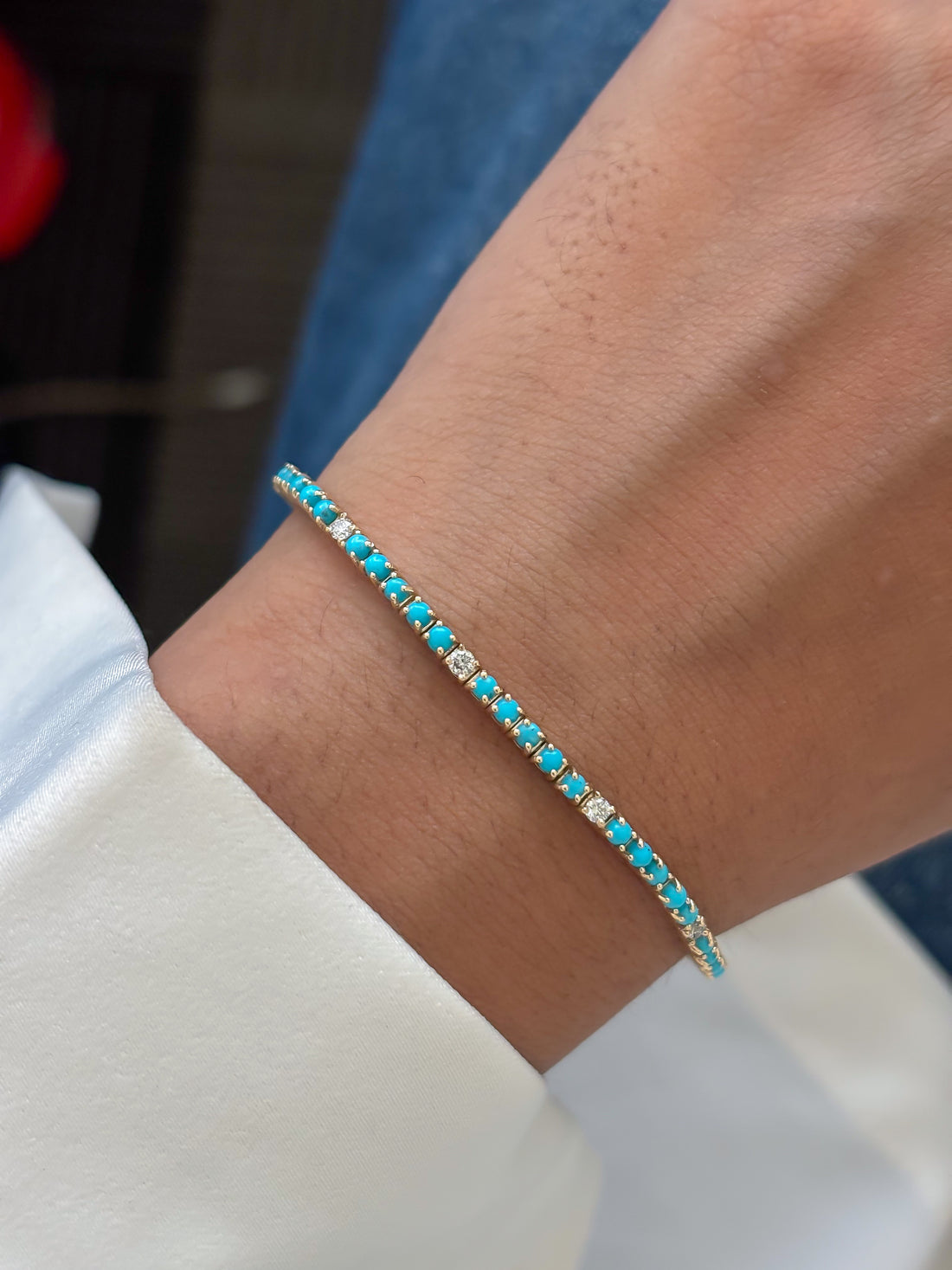 JPBRC-1406/14745 Turquoise Diamond Bracelet | 14K