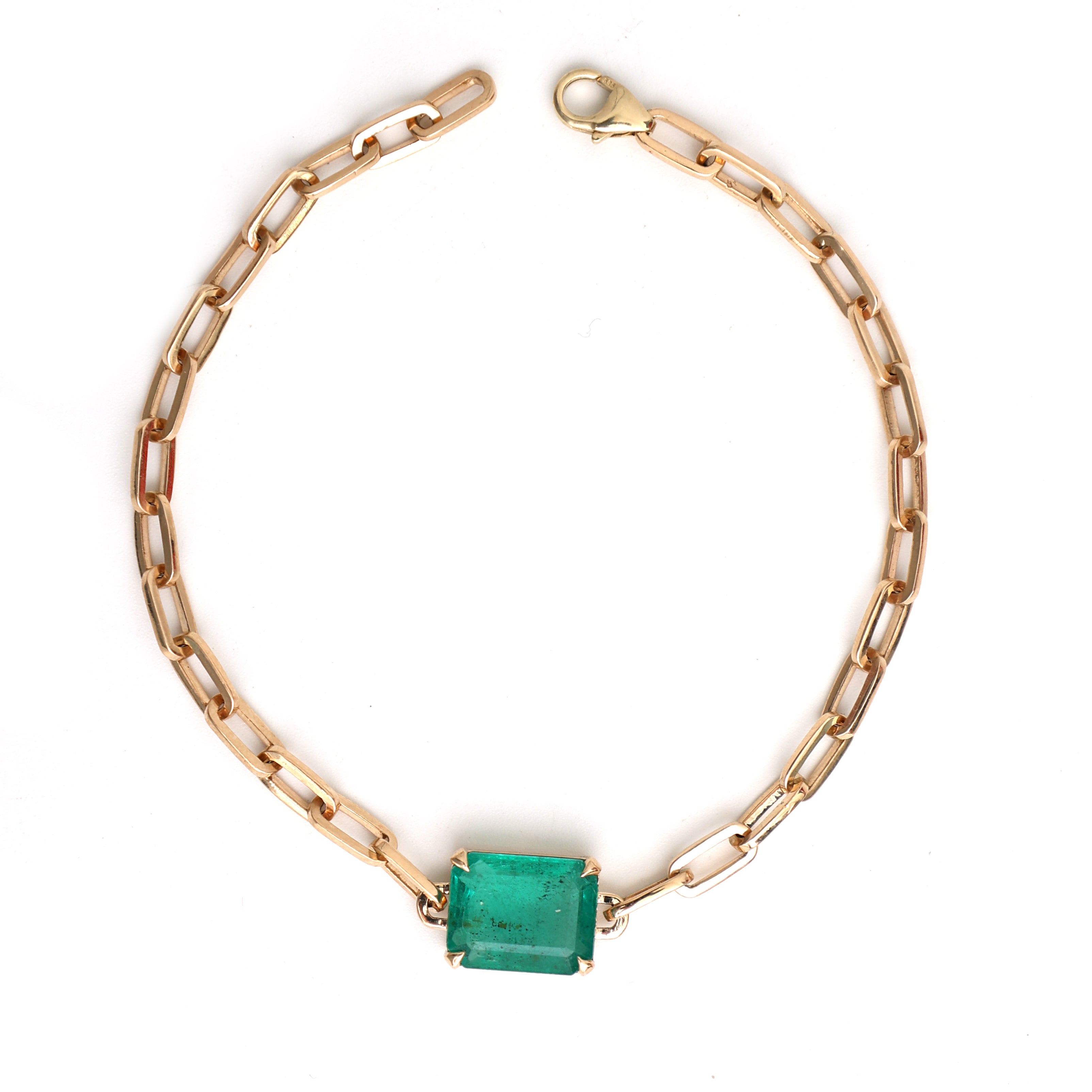 JPBRC-321/2179 Emerald Octagon Clip Chain  Bracelet | 14K
