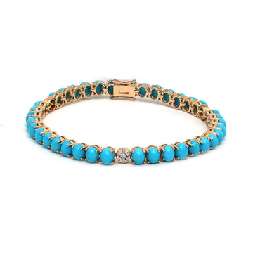 JPBRC-564/3901 Turquoise Oval 5X4 With Diamond Bracelet | 14K