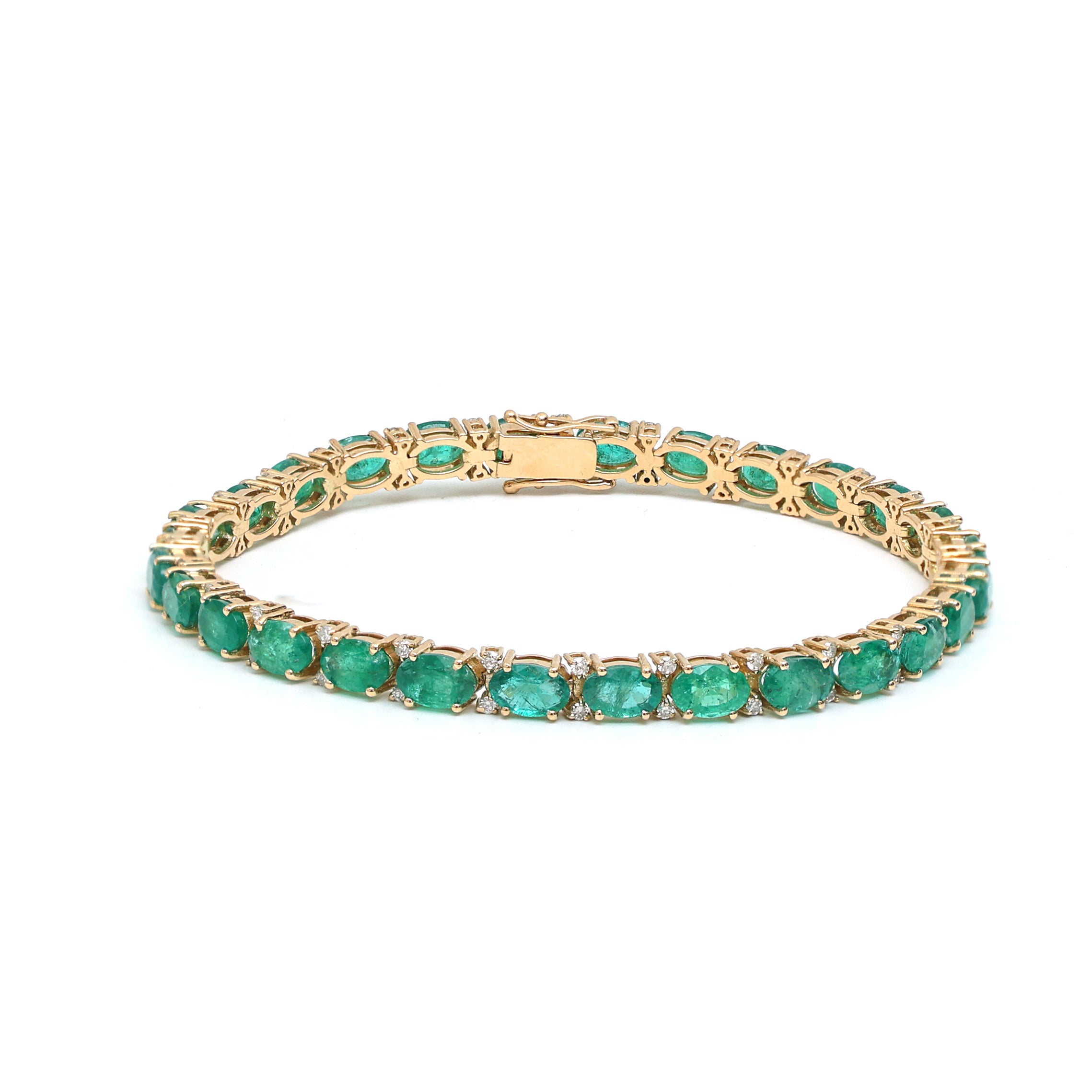 JPBRC-622/4424 Emerald Oval 6X4 With Alternate Diamond Bracelet | 18K