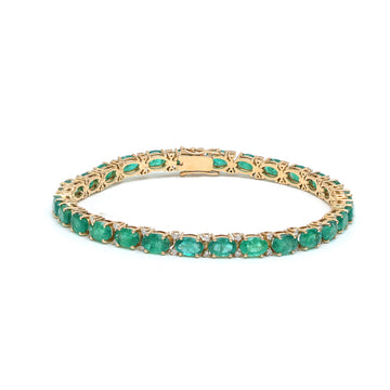 JPBRC-622/4424 Emerald Oval 6X4 With Alternate Diamond Bracelet | 18K