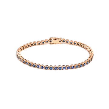 JPBRC-629/4472 Blue Sapphire Round 2.50Mm Bezal Rose Gold Bracelet | 18K