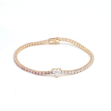 JPBRC-654/4709 Lab Grown Diamond Heart With Pink Sapphire Round Bracelet | 18K