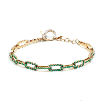 JPBRC-662/4756 Emerald Round Cuban Chain Bracelet | 18K