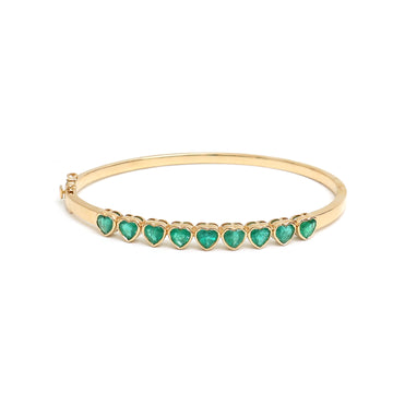 JPBRC-698/5020 Emerald Heart Bezel Bangle | 18K