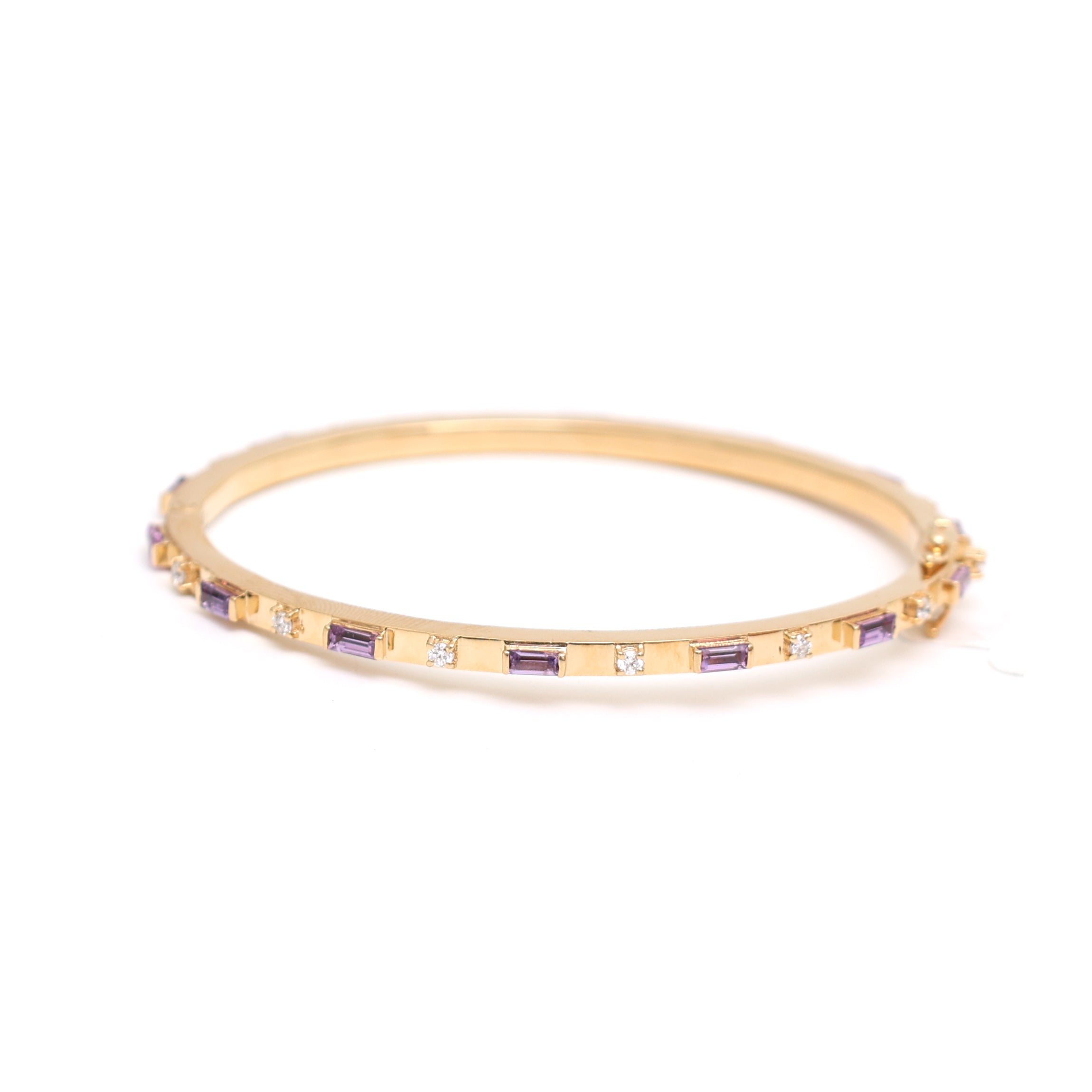 JPBRC-727/5178 Rainbow Sapphire Baguette 4X2 Bangle Bracelet | 18K