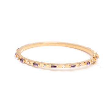 JPBRC-727/5178 Rainbow Sapphire Baguette 4X2 Bangle Bracelet | 18K