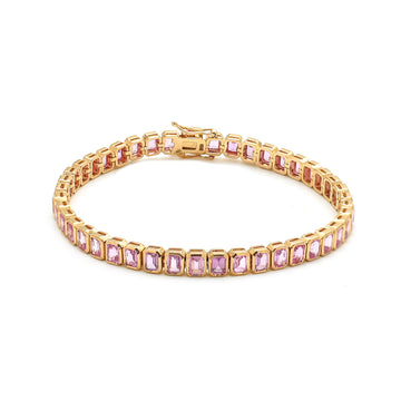 JPBRC-736/5230 Pink Sapphire Octagon 4X3 Bezal Bracelet | 18K