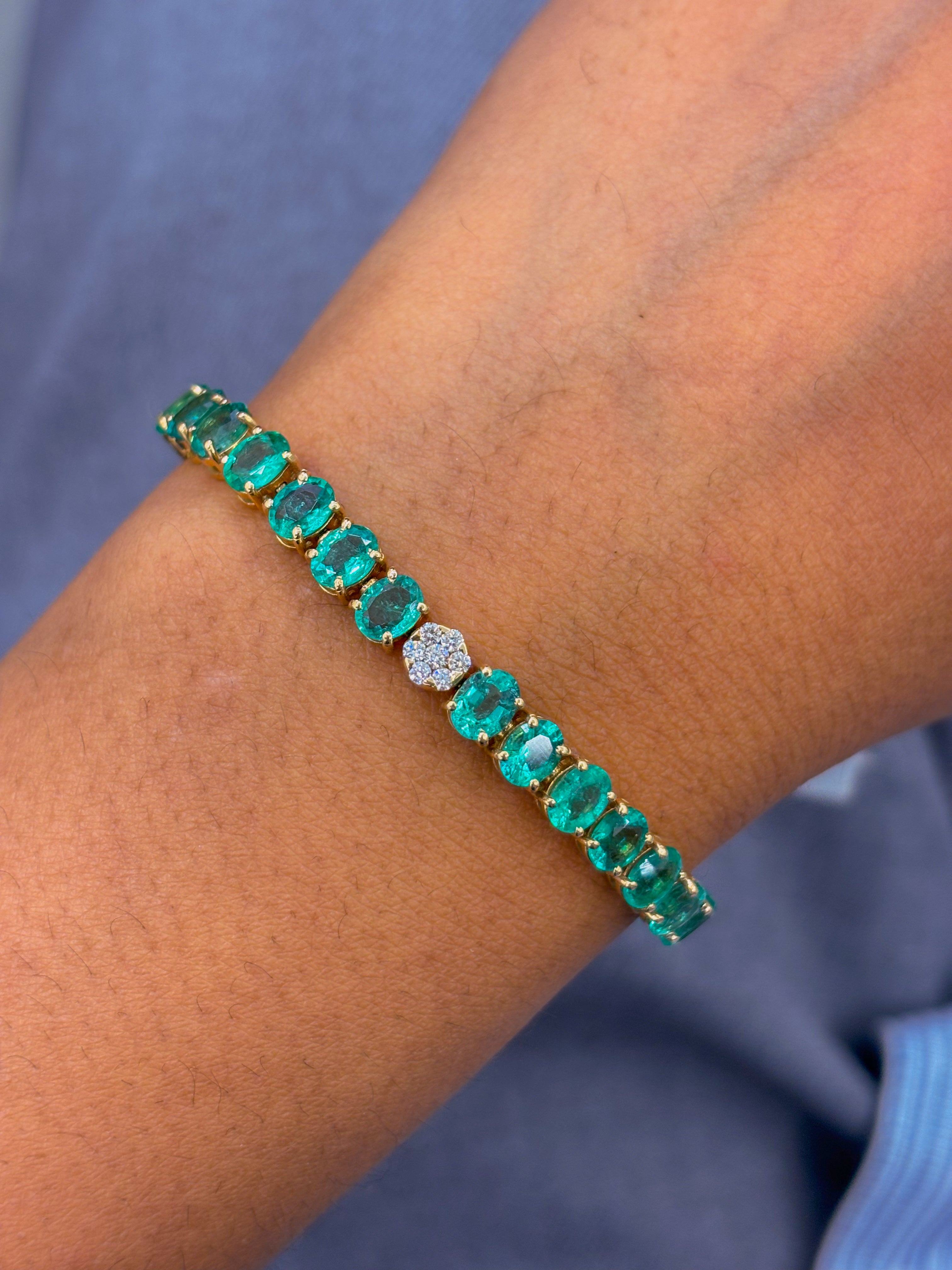 JPBRC-745/5275 Emerald Oval 5X4 With Diamond Bracelet | 14K