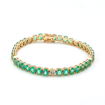 JPBRC-745/5275 Emerald Oval 5X4 With Diamond Bracelet | 14K