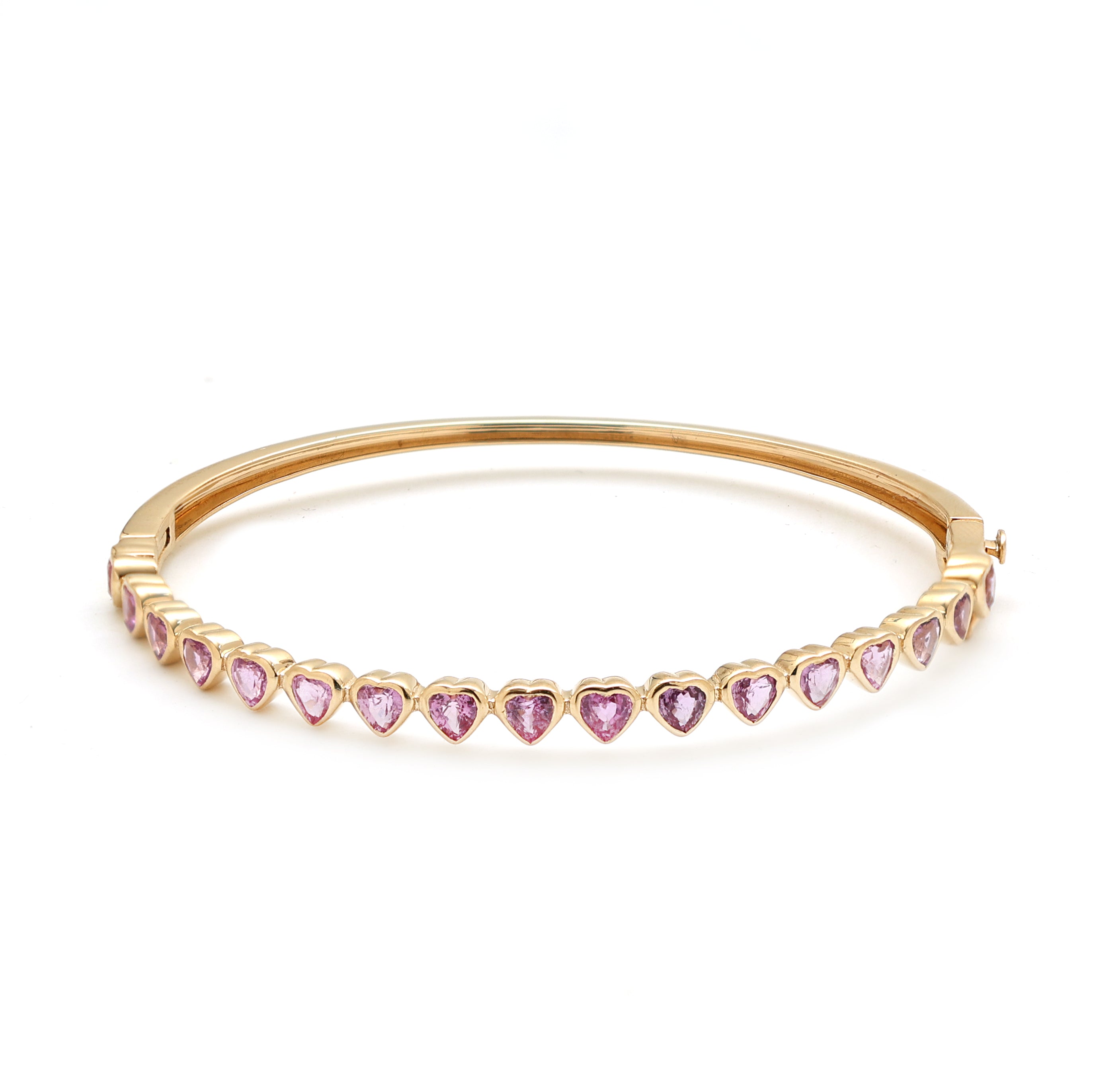 JPBRC-750/5291 Pink Sapphire Heart Bangle Bracelet | 18K