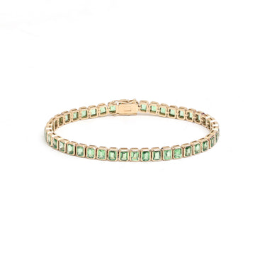 JPBRC-772/5398 Tsavorite Octagon 4X3 Bezal Set Tennis Bracelet | 14K