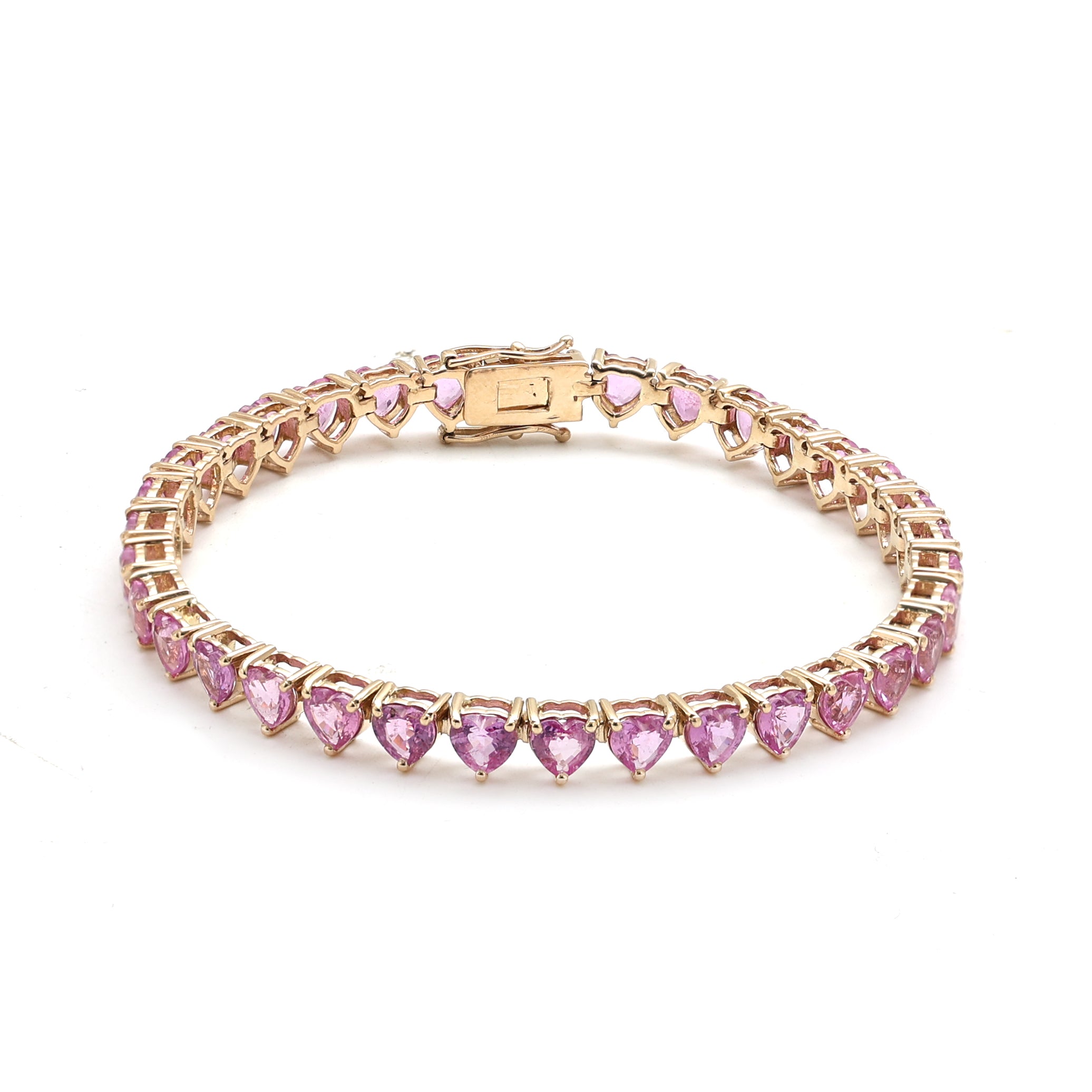 JPBRC-779/5462 Pink Sapphire Heart Bracelet | 14K