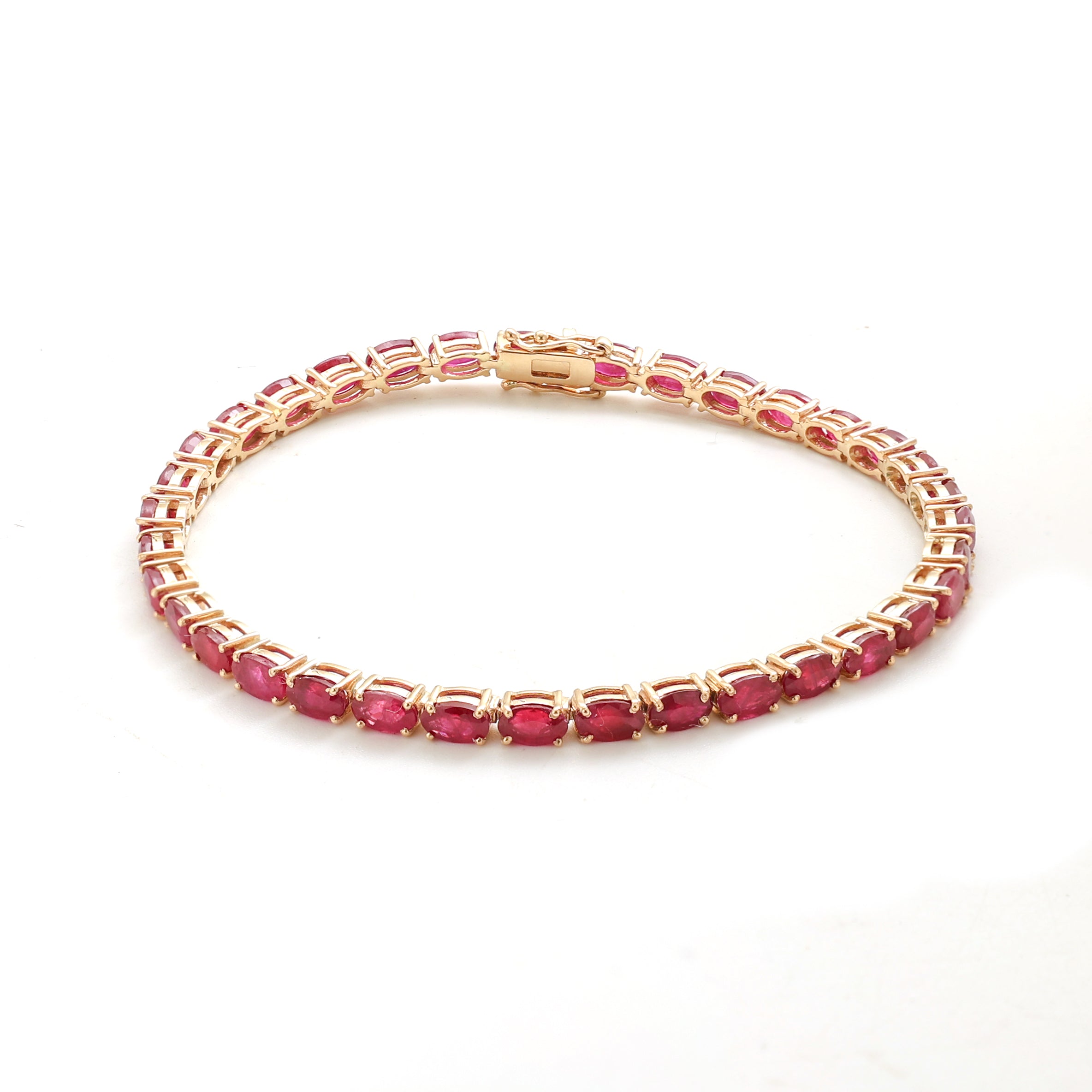 JPBRC-786/5645 Ruby Oval 5X3 Bracelet | 14K