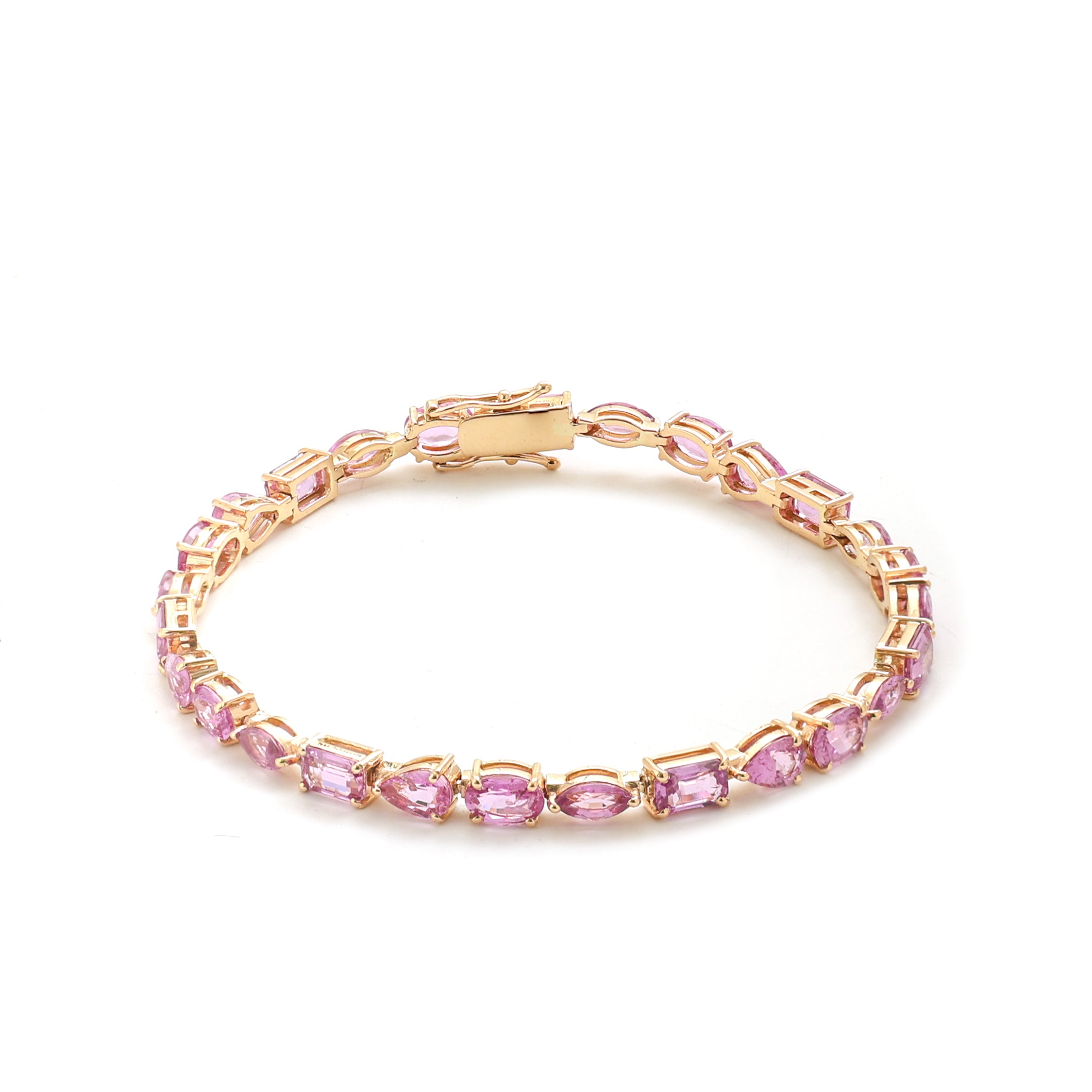 JPBRC-799/5828 Pink Sapphire Mix Shape  Bracelet | 14K
