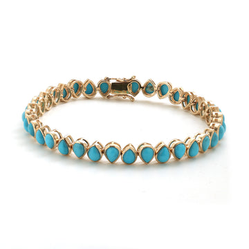 JPBRC-800/5829 Turquoise Pear 5X4 Bezel  Bracelet | 14K