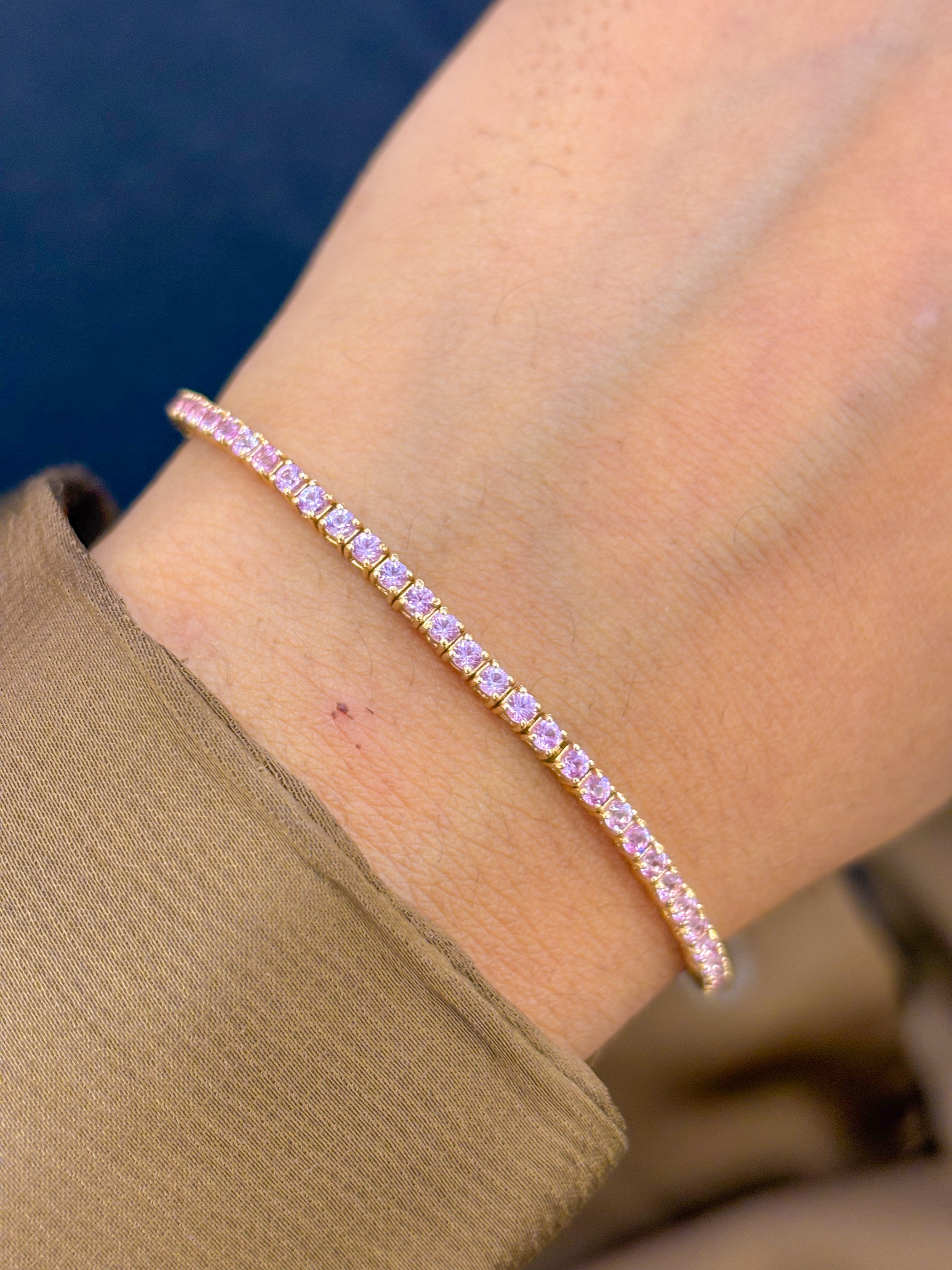 JPBRC-804/5880 Pink Sapphire Round 2Mm Bracelet | 14K
