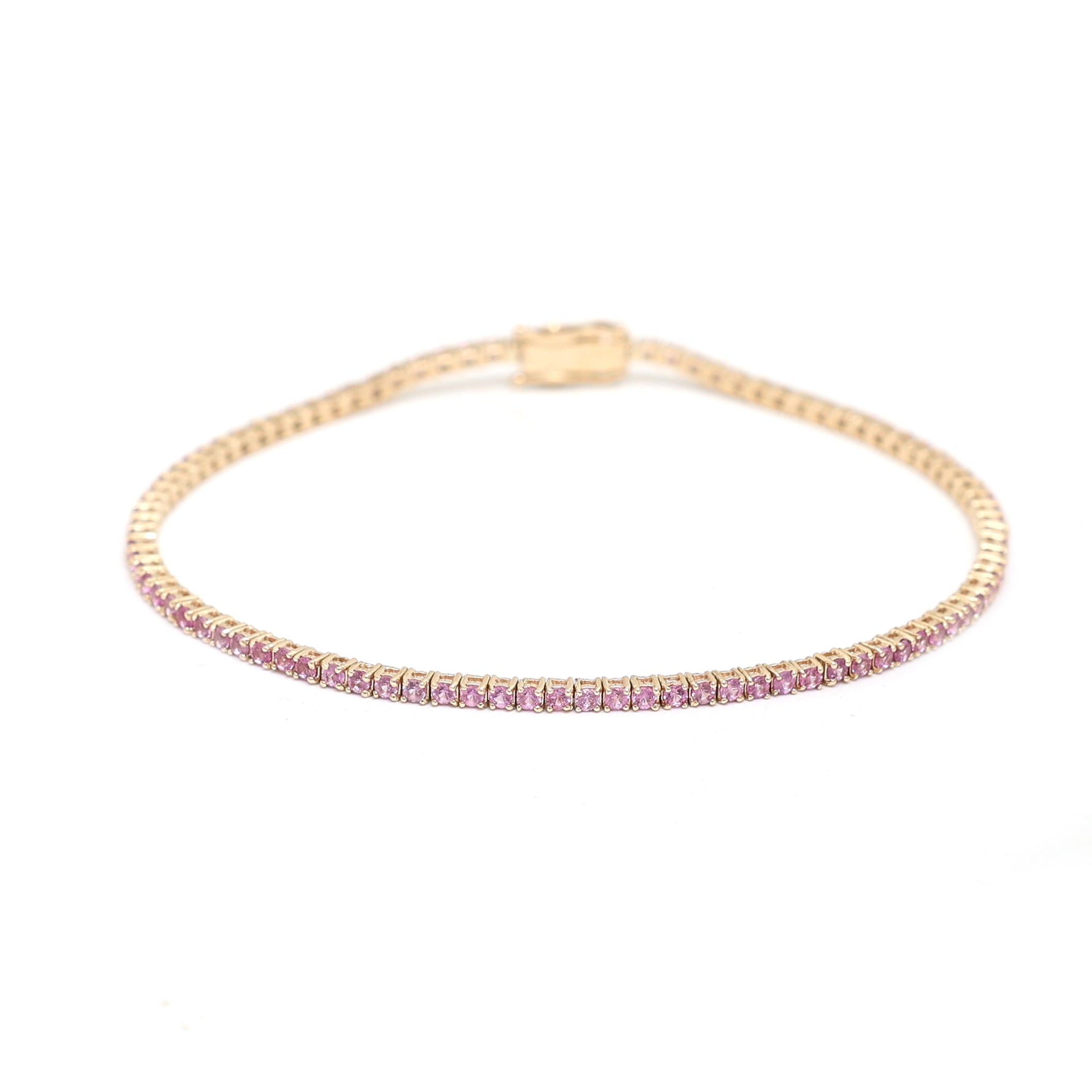 JPBRC-804/5880 Pink Sapphire Round 2Mm Bracelet | 14K