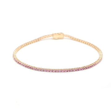 JPBRC-804/5880 Pink Sapphire Round 2Mm Bracelet | 14K
