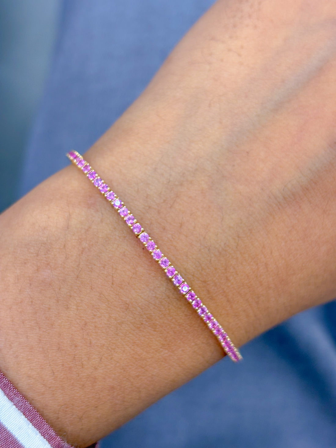 JPBRC-813/6003 Pink Sapphire Round 1.60 Mm Bracelet | 14K