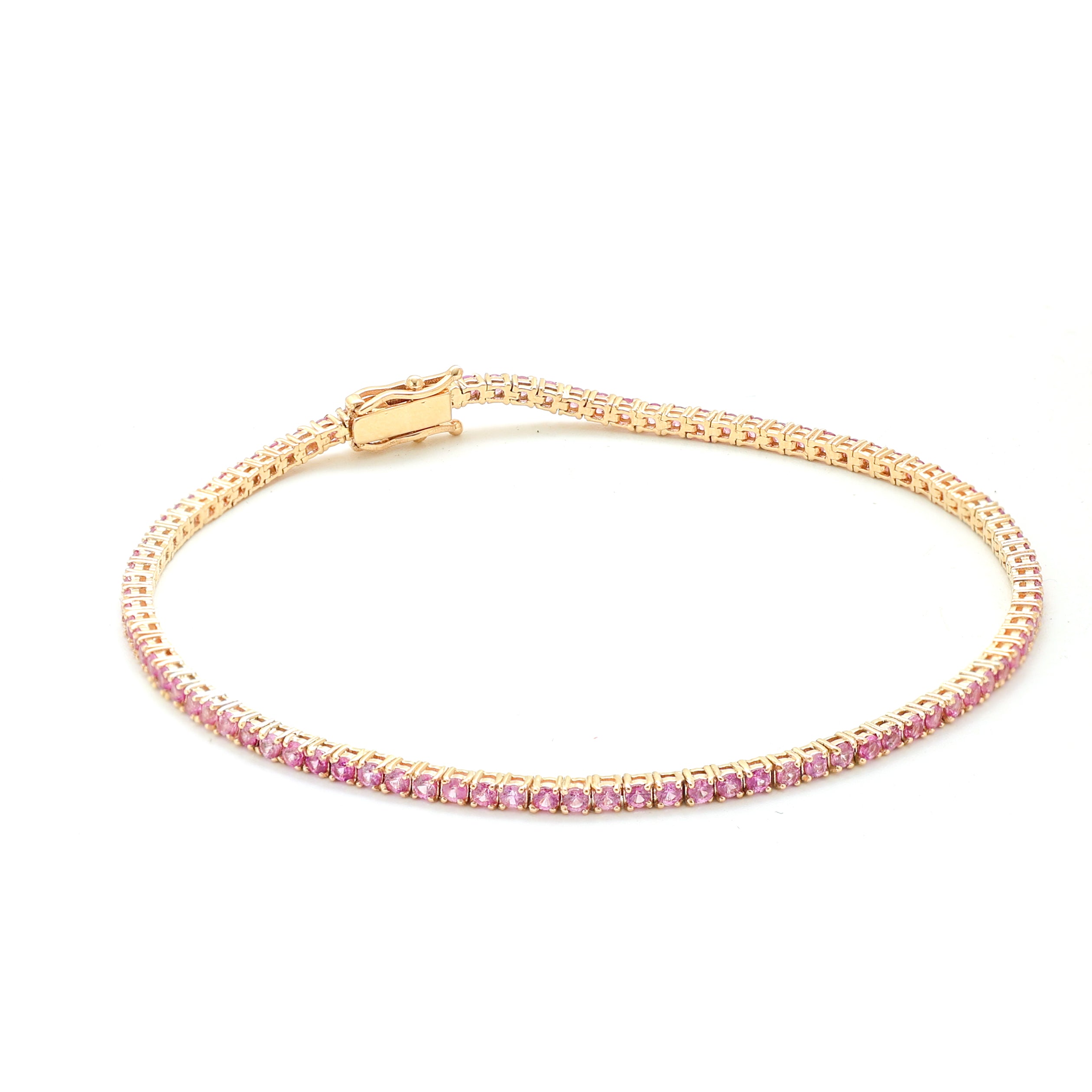 JPBRC-813/6003 Pink Sapphire Round 1.60 Mm Bracelet | 14K