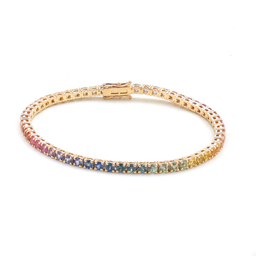 JPBRC-822/6067 Rainbow Sapphire Round 2.70 Mm Bracelet | 14K