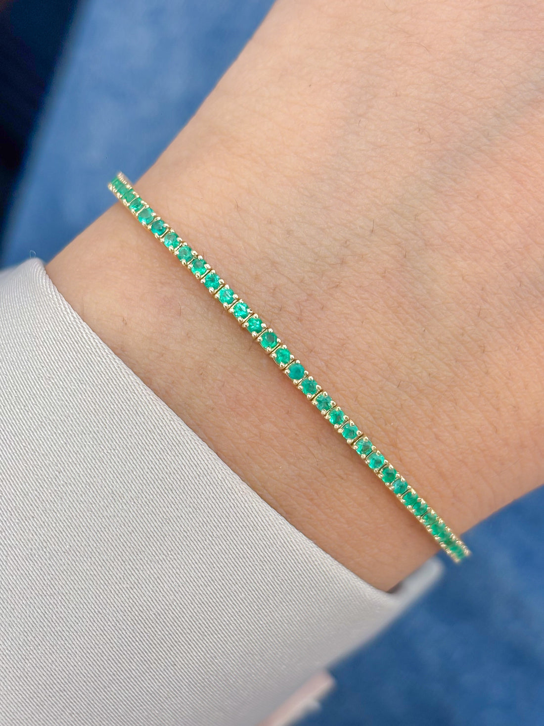 JPBRC-837/6124 Emerald Round 1.50Mm Bracelet | 14K