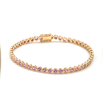 JPBRC-840/6142 Pink Sapphire Round 2.80 Mm Bezel Bracelet | 14K